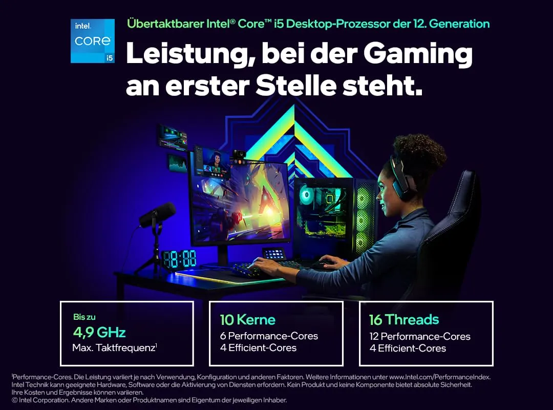 Intel Core i5-12600K Prozessor 10-Kerne LGA1700 4,9GHz Box