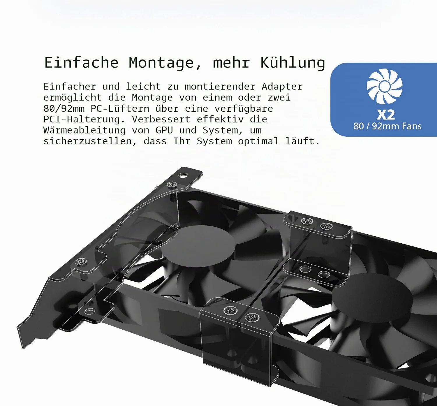 Akasa AK-MX304-08BK PCI Lüfterhalterung 80/92mm schwarz