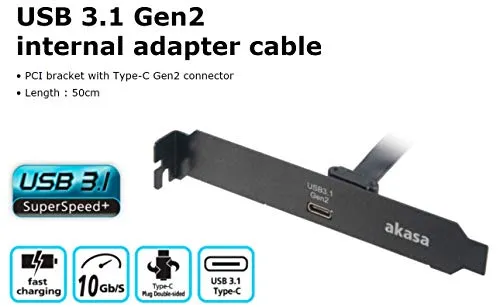 Akasa AK-CBUB37-50BK USB Adapterkabel intern Typ-C 10Gbps