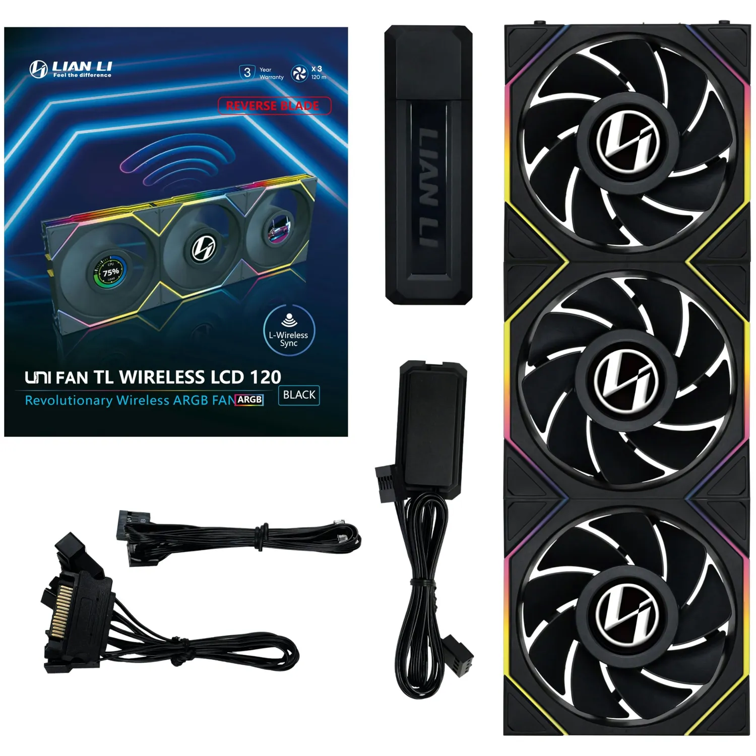 Lian Li UNI FAN TL Wireless LCD Lüfter 120mm 3er schwarz