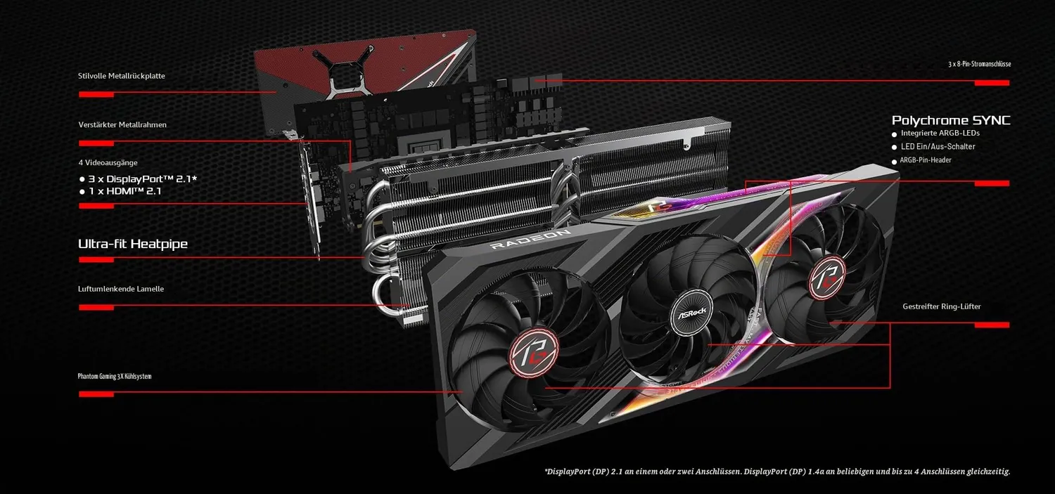ASRock Phantom RX 7900 XTX Grafikkarte 24GB GDDR6
