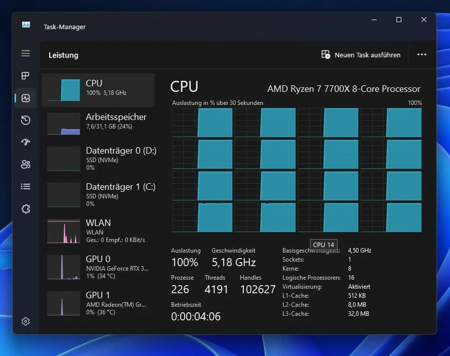 AMD Ryzen 7 7700X Prozessor AM5 8 Kerne 5,4GHz