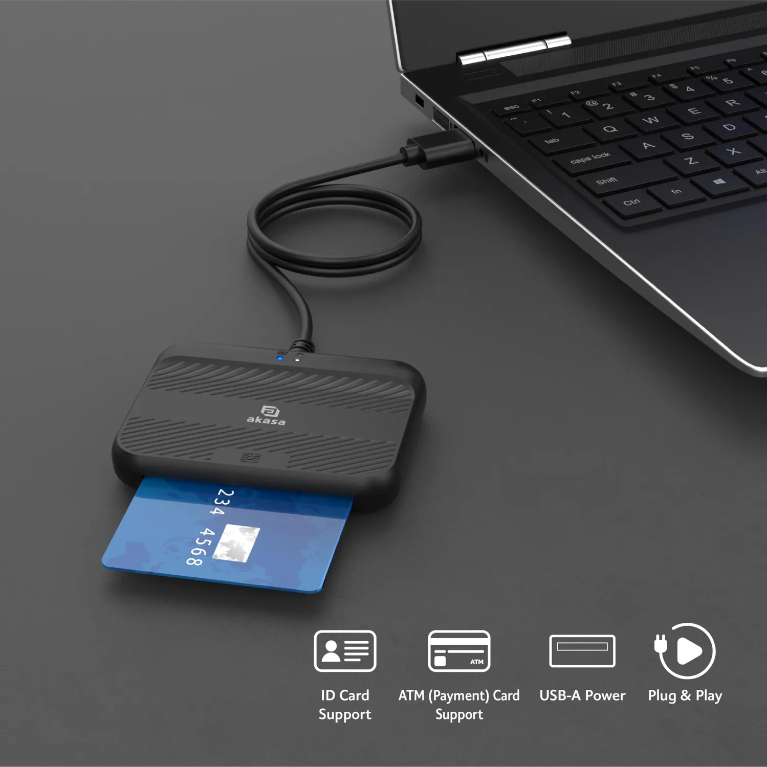 Akasa AK-CR-14BK Kartenleser USB-A Smartcard schwarz