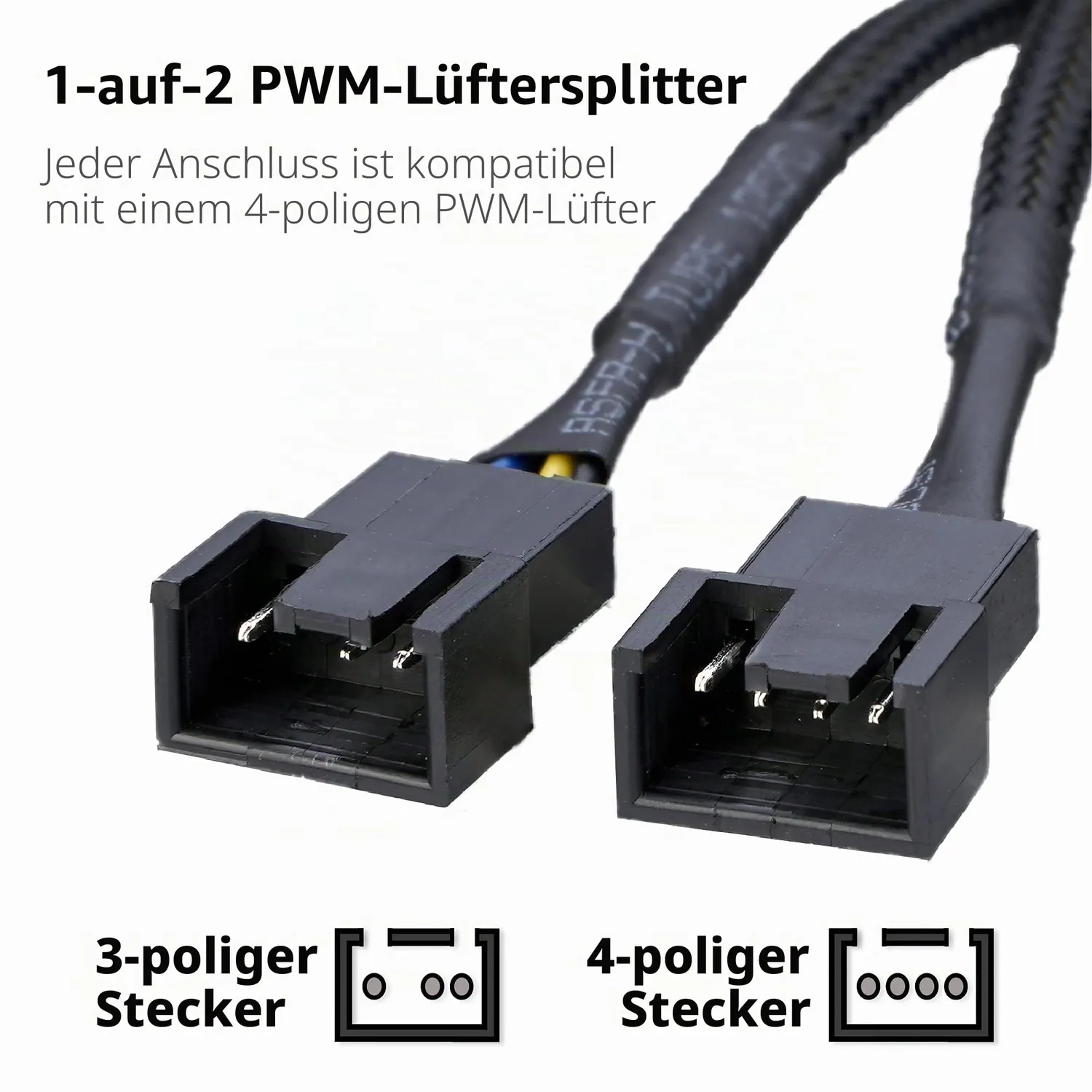 Akasa AK-CBFA04-15 PWM Lüfter Splitter Kabel 15cm 1 zu 2