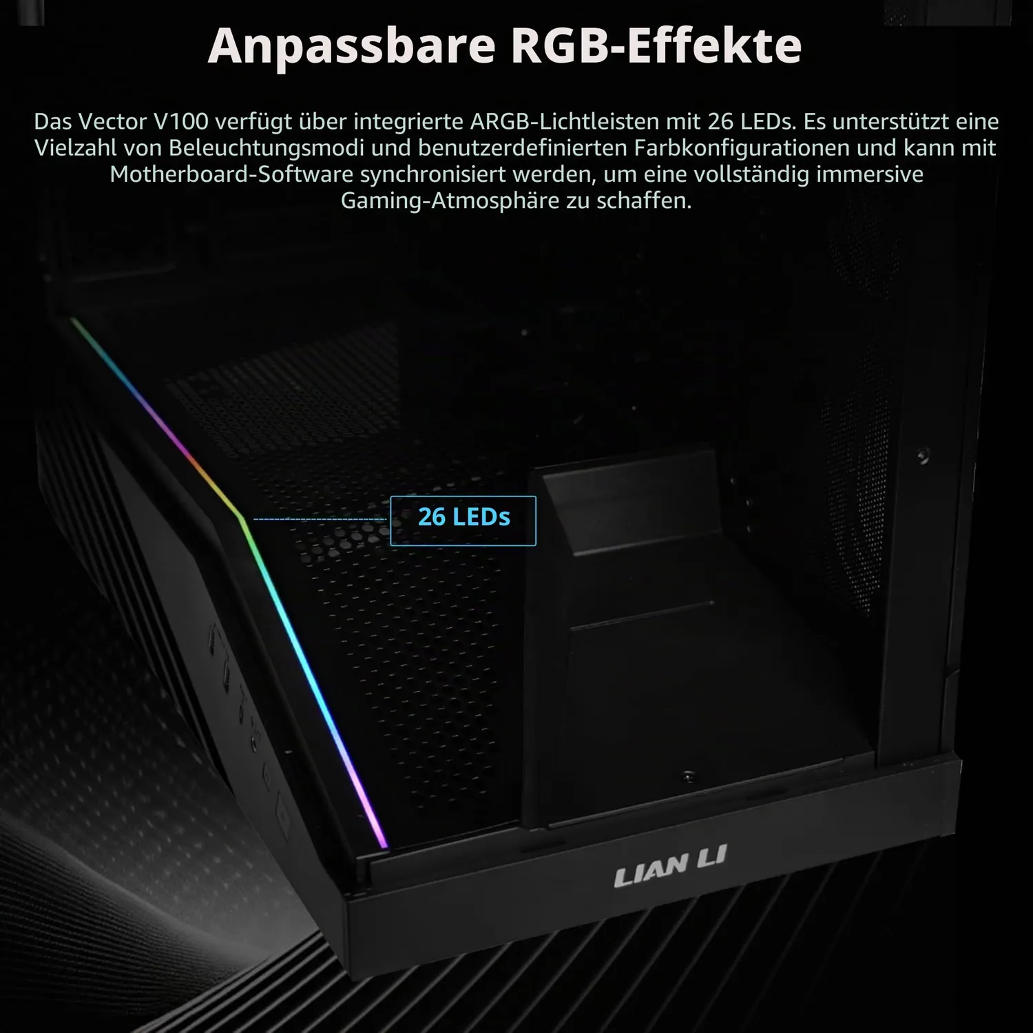 Lian Li V100 PC-Gehäuse schwarz 4x ARGB-Lüfter