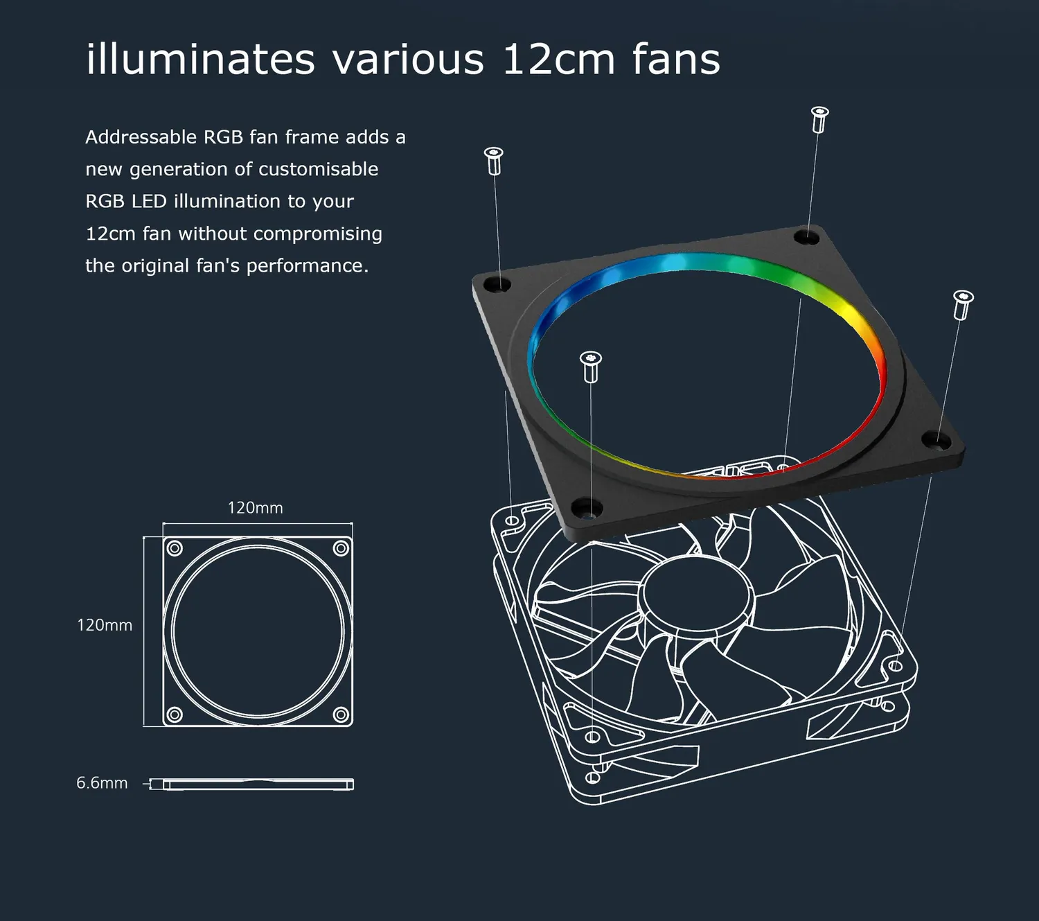 Akasa RGB Lüfterrahmen 120mm LED 3-Pin