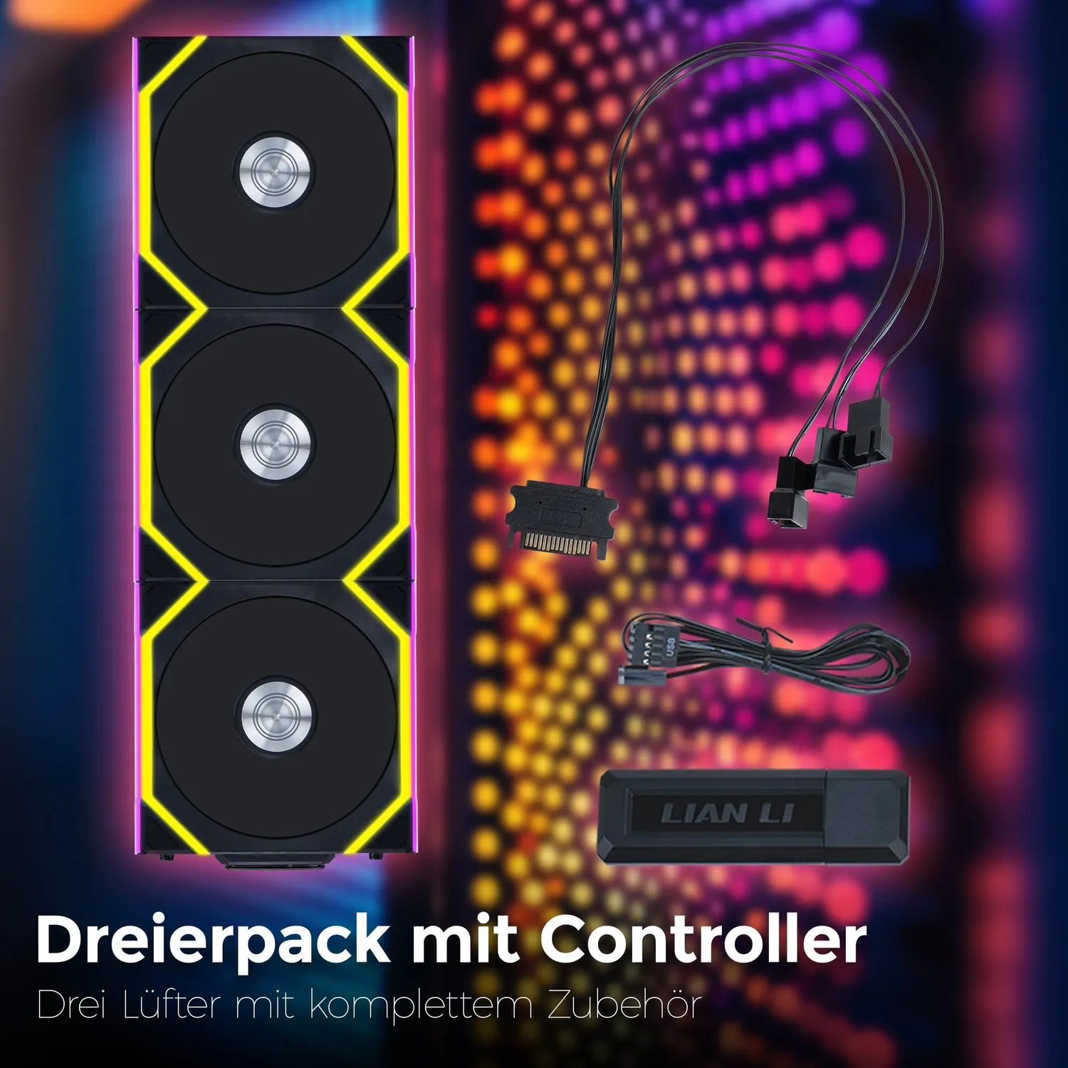 Lian Li Uni Fan SL Wireless 120 Gehäuselüfter 3er schwarz