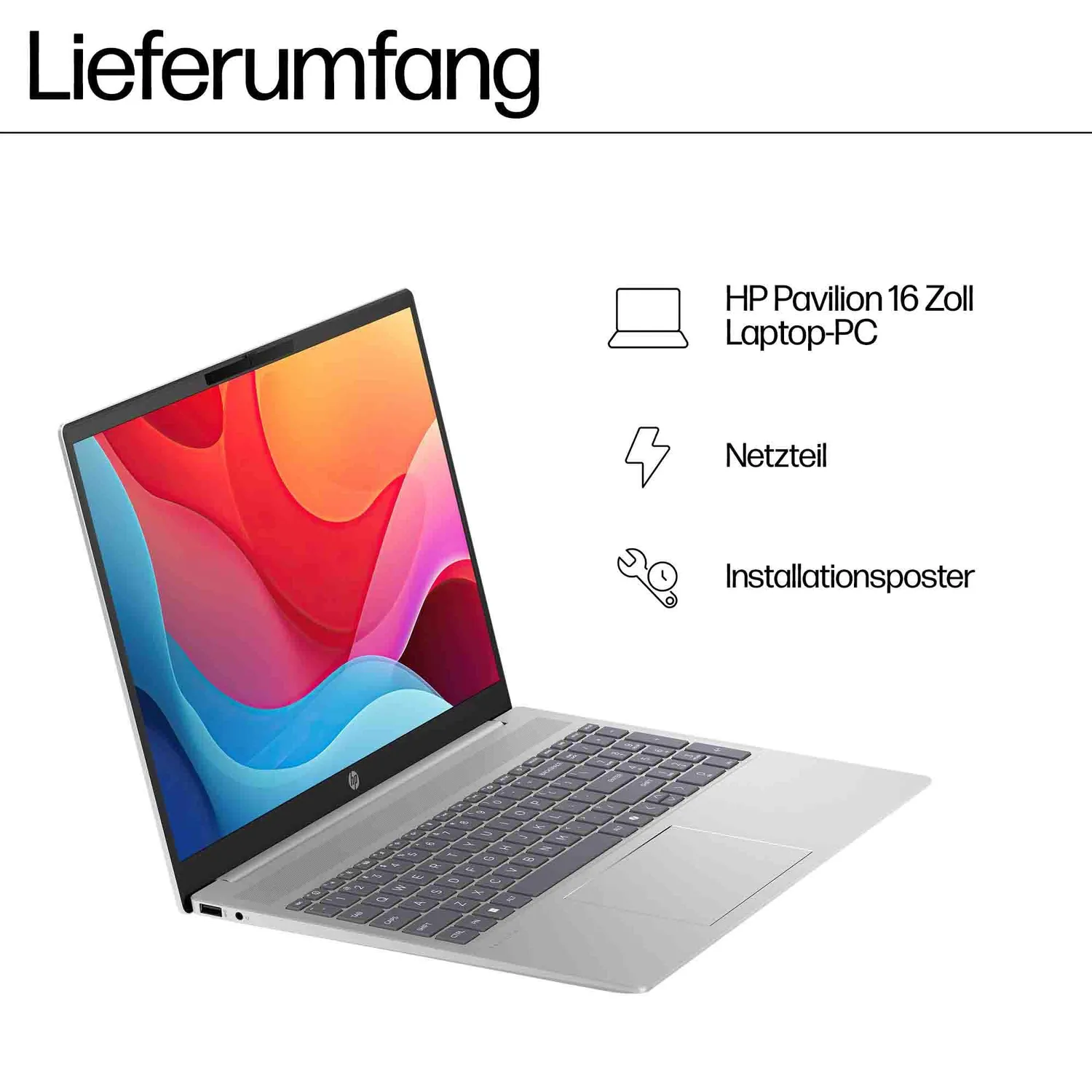 HP Pavilion 16 Touch Notebook Silber 8GB/512GB Ryzen 5