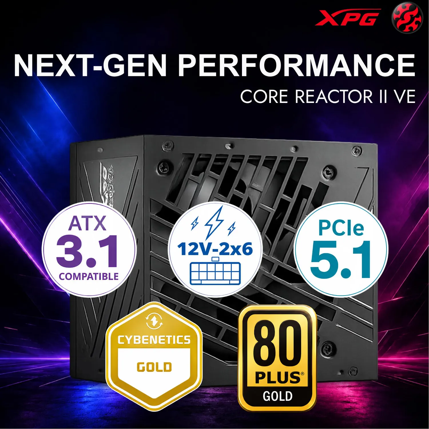 XPG Core Reactor II VE 850W Netzteil ATX 3.1 Gold schwarz