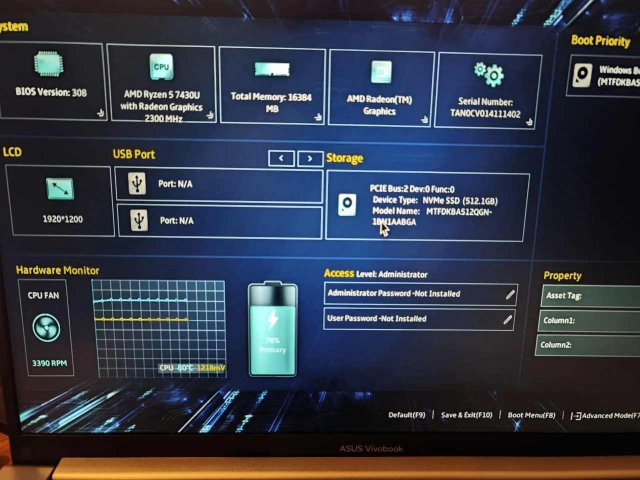 ASUS Vivobook 16 M1605YA Laptop Ryzen 5 7430U 16GB/512GB