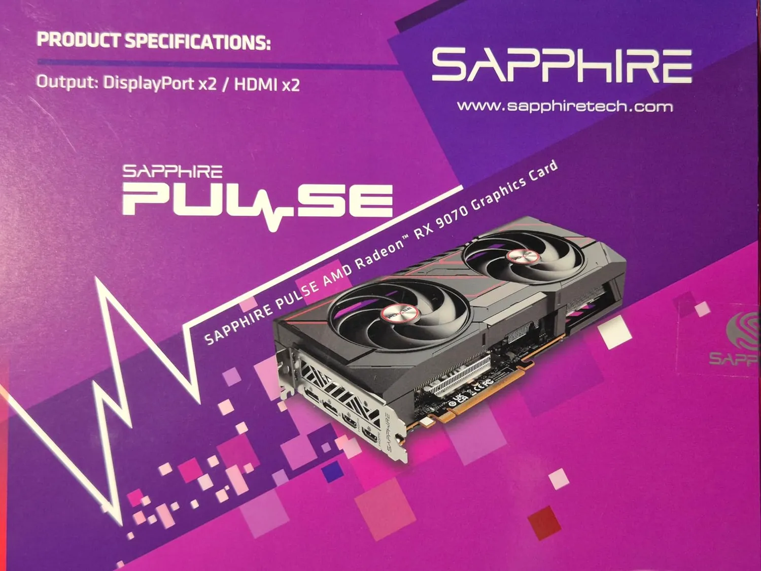 Sapphire Pulse RX 9070 Grafikkarte 16GB Dual HDMI DP