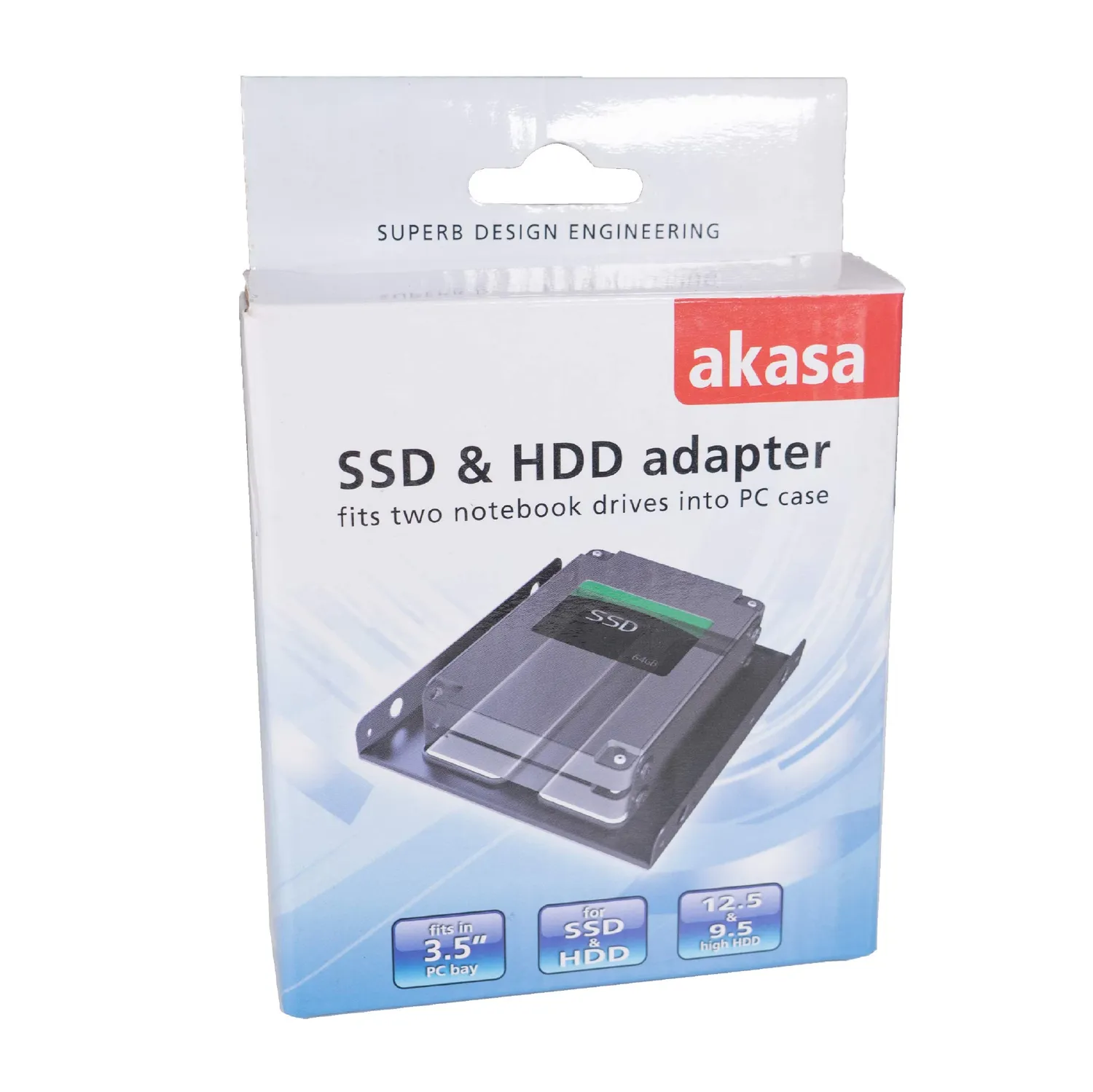 Akasa AK-HDA-03 SSD Adapter 3,5 auf 2,5 Zoll Stahl für 2 SSDs