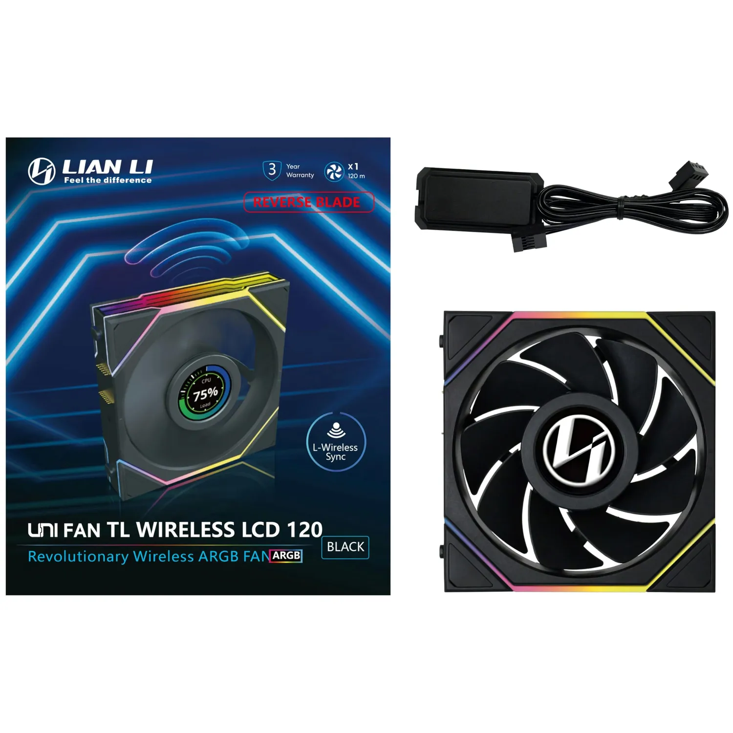 Lian Li UNI FAN TL Wireless LCD Lüfter 120mm RGB Schwarz